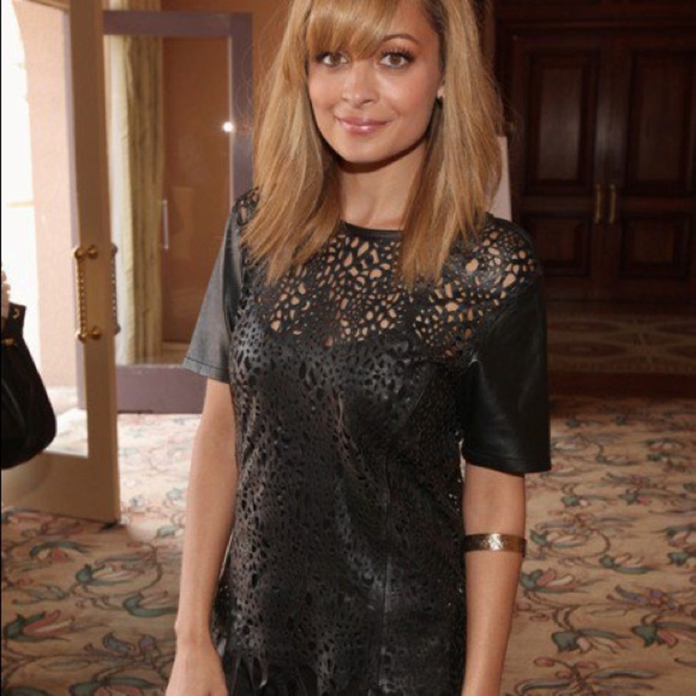 House Of Harlow Laser Cut Leather Tee